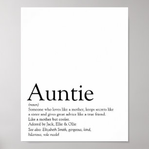 Aunt Auntie Definition Modern Typographic Poster