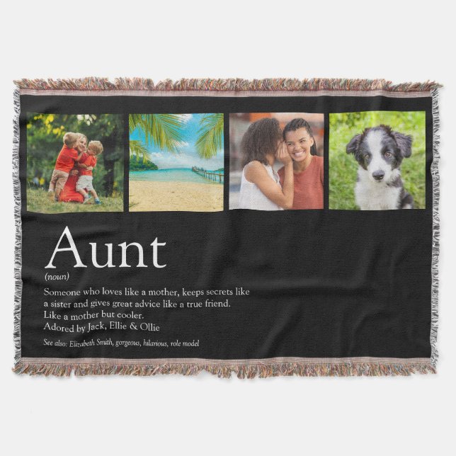 Aunt Auntie Definition Photo Collage Throw Blanket (Front)