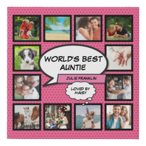 Aunt Auntie Girly Pink Fun Cool Photo Collage Faux Canvas Print