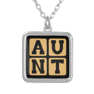AUNT Aunty Auntie Word Funny Family Reunion Silver Plated Necklace