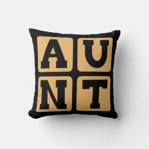 AUNT Aunty Auntie Word Funny Family Reunion Throw Pillow