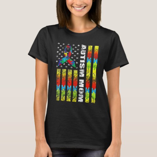 Aunt Bear Autism Awareness   Love Support Great Lo T_Shirt