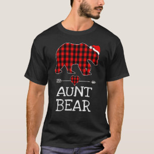 Aunt Bear Buffalo Plaid Santa Arrow Christmas Fami T-Shirt