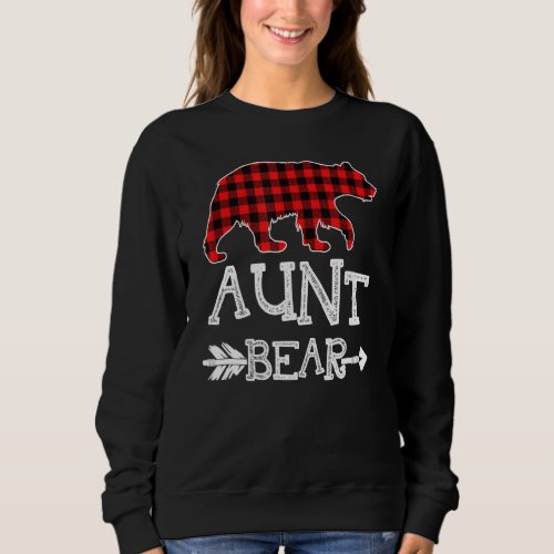 Aunt Bear Christmas Pajama Red Plaid Buffalo Famil Sweatshirt