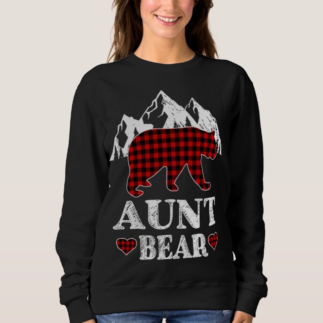 Aunt Bear Christmas Pajama Red Plaid Buffalo Match Sweatshirt (Front)
