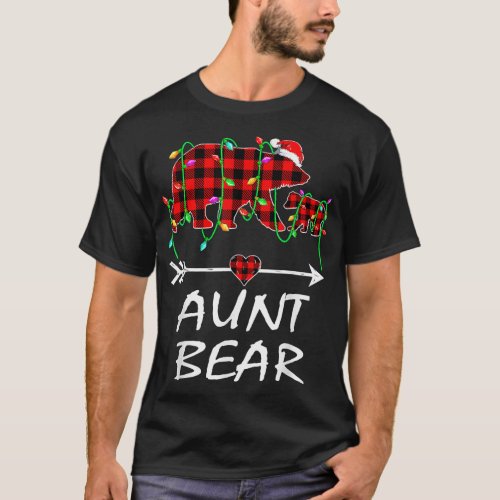 Aunt Bear Christmas Pajama Red Plaid Buffalo Xmas  T_Shirt
