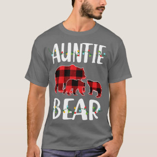Aunt Bear Red Plaid Christmas Pajama Matching Fami T-Shirt