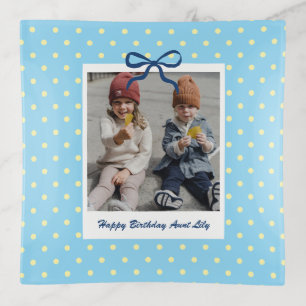 Aunt Birthday Gift Custom Photo Cute Polka Dots Trinket Tray
