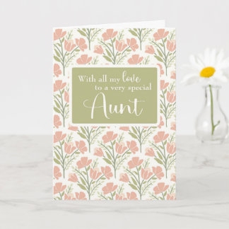 Aunt Birthday Pink Flower Pattern Card