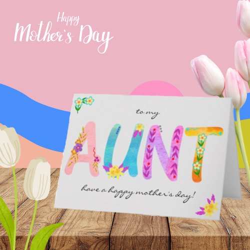 AUNT Bold Floral Bohemian Mothers Day Card