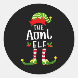 Aunt Christmas Elf Matching Pajama X-mas Party Classic Round Sticker