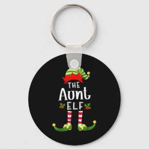 Aunt Christmas Elf Matching Pajama X-mas Party Keychain