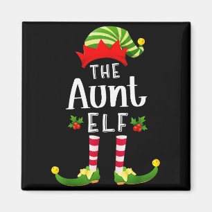 Aunt Christmas Elf Matching Pajama X-mas Party Magnet
