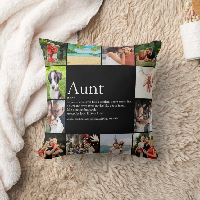 Aunt Definition Fun Photo Collage Throw Pillow (Blanket)