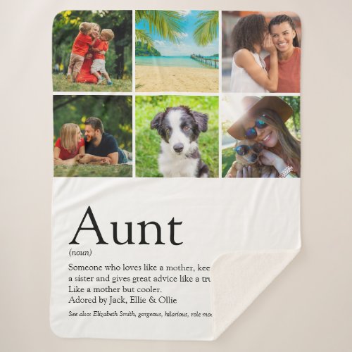 Aunt Definition Saying 6 Photo Collage Sherpa Blanket