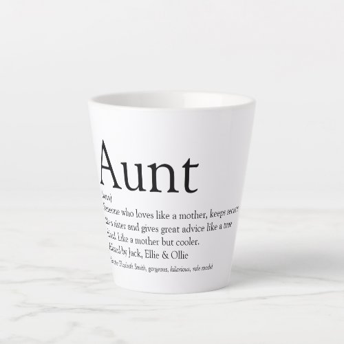 Aunt Definition Saying Black and White Latte Mug