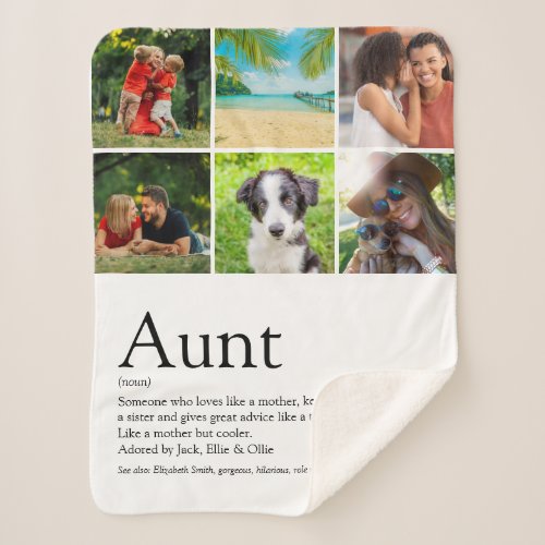 Aunt Definition Saying Photo Collage Sherpa Blanket