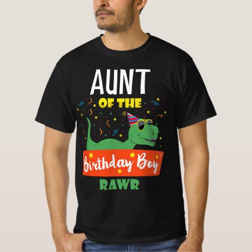 Aunt Dinosaur Funny Birthday Boy Auntie Gift Cloth T_Shirt
