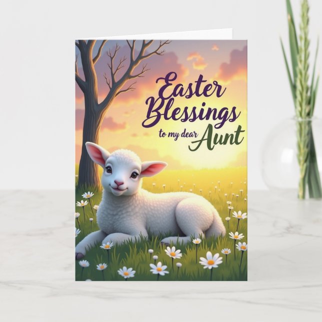 Aunt Easter Meadow Lamb Art Card (Front)
