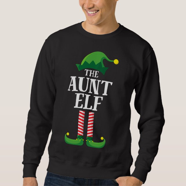 Aunt Elf Matching Family Group Christmas Party Sweatshirt (Front)
