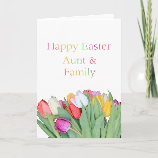 Aunt & Family Happy Easter Tulip card (Front)