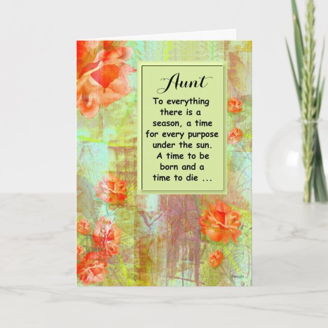 Aunt - Final Farewell - Orange Flowers / Verse Card (Front)
