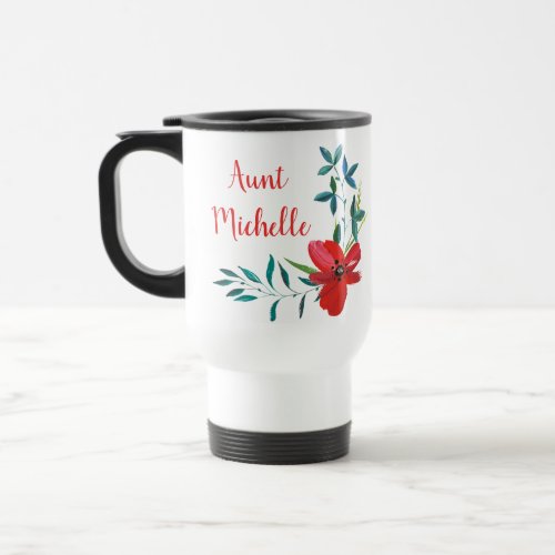 Aunt Floral Typography Travel Mug