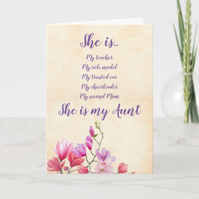 Aunt Floral Watercolor Flowers Birthday Card (Front)