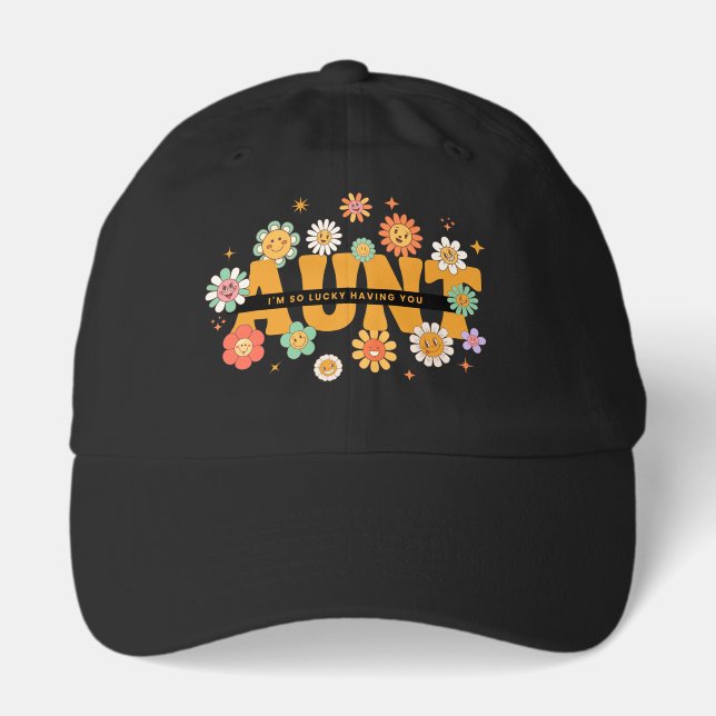AUNT Flower Shirt, Cute Floral AUNT Tee Hat (Front)