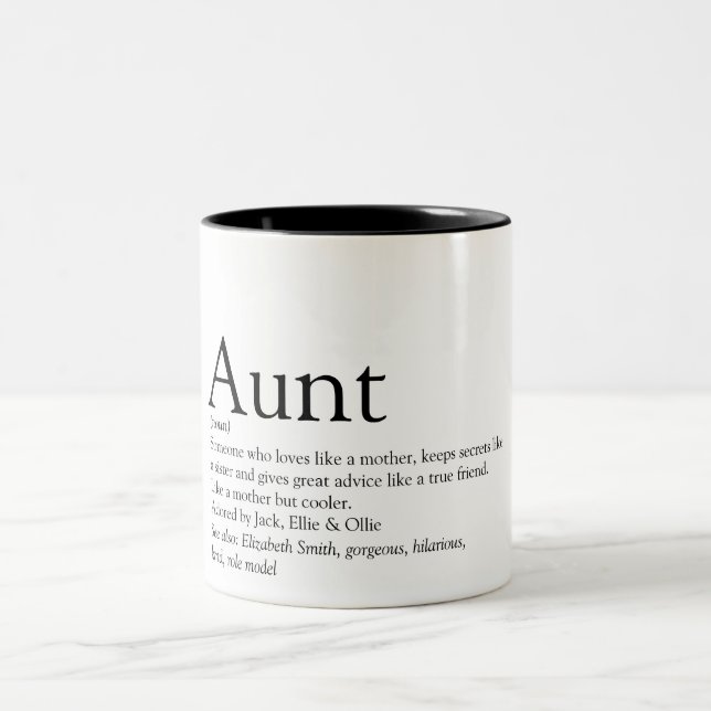 Aunt Fun Modern Personalized Definition Quote Two-Tone Coffee Mug (Center)