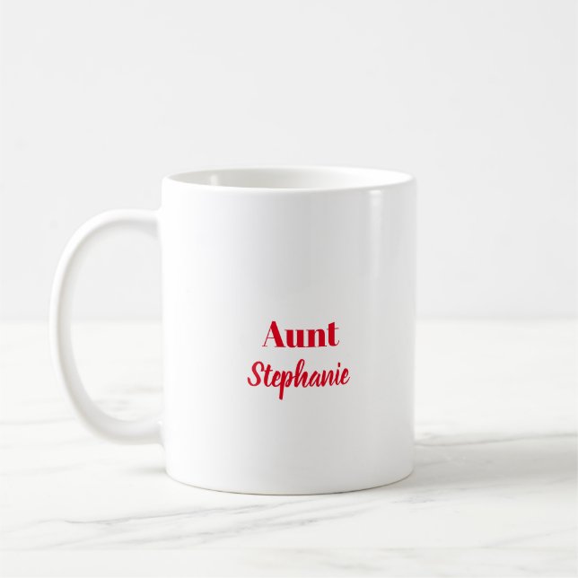 Aunt Gifts Custom Name Red White Gift Favor Coffee Mug (Left)