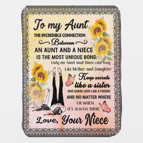 Aunt Gifts  Letter To My Aunt Love From Niece Baby Blanket