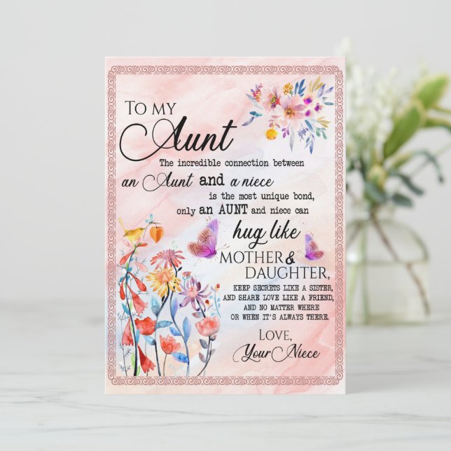 Aunt Gifts Letter To My Aunt Love From Niece Holiday Card Zazzle