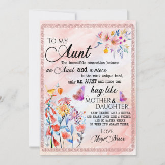 Aunt Gifts | Letter To My Aunt Love From Niece Holiday Card