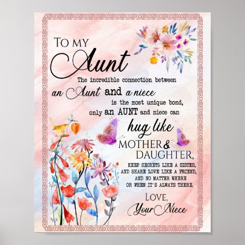 Aunt Gifts  Letter To My Aunt Love From Niece Poster