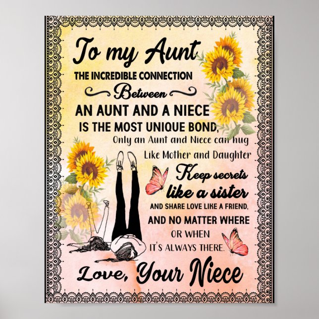Aunt Gifts | Letter To My Aunt Love From Niece Poster (Front)