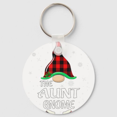 Aunt Gnome Buffalo Plaid Matching Family Christmas Keychain