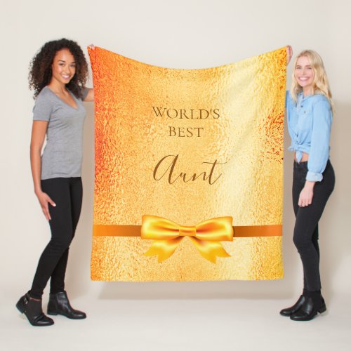 Aunt gold bow elegant fleece blanket