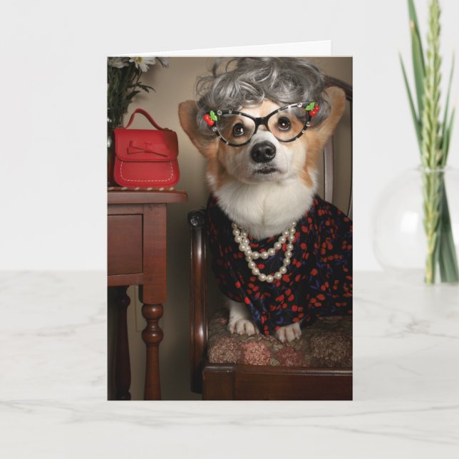 Aunt Gussy corgi Get Well card (Front)