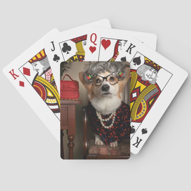 Aunt Gussy corgi playing cards (Back)
