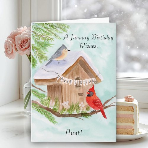 Aunt Happy January Birthday Birds