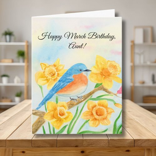 Aunt Happy March Birthday Blue Bird 