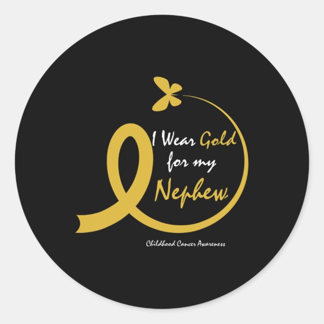 Aunt I Wear Gold For My Nephew Childhood Cancer Aw Classic Round Sticker (Front)