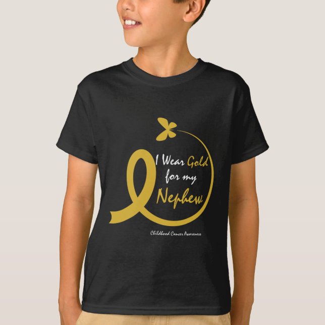 Aunt I Wear Gold For My Nephew Childhood Cancer Aw T-Shirt (Front)
