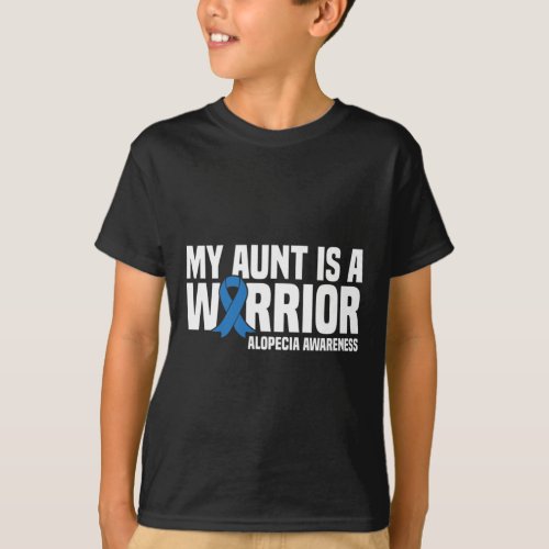 Aunt Is A Warrior Blue Ribbon Alopecia Awareness  T_Shirt