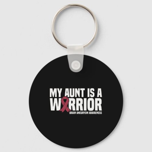 Aunt Is A Warrior Brain Aneurysm Awareness  Keychain