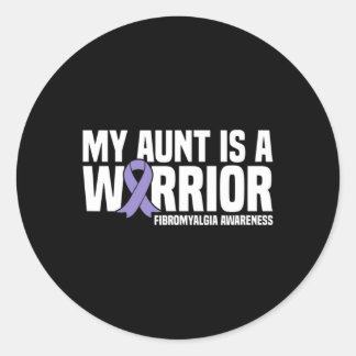 Aunt Is A Warrior Fibromyalgia Awareness Classic Round Sticker