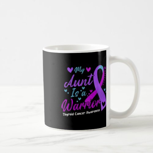 Aunt Is A Warrior Thyroid Cancer Awareness Ribbon  Coffee Mug