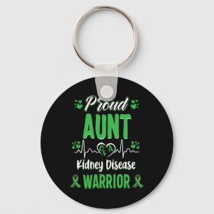 Aunt Kidney Disease Warrior Awareness Ribbon Green Keychain