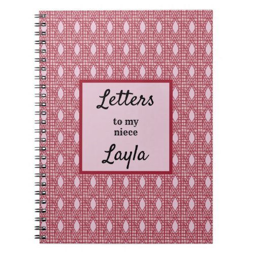 Aunt Letters To My Niece Pink Abstract Notebook